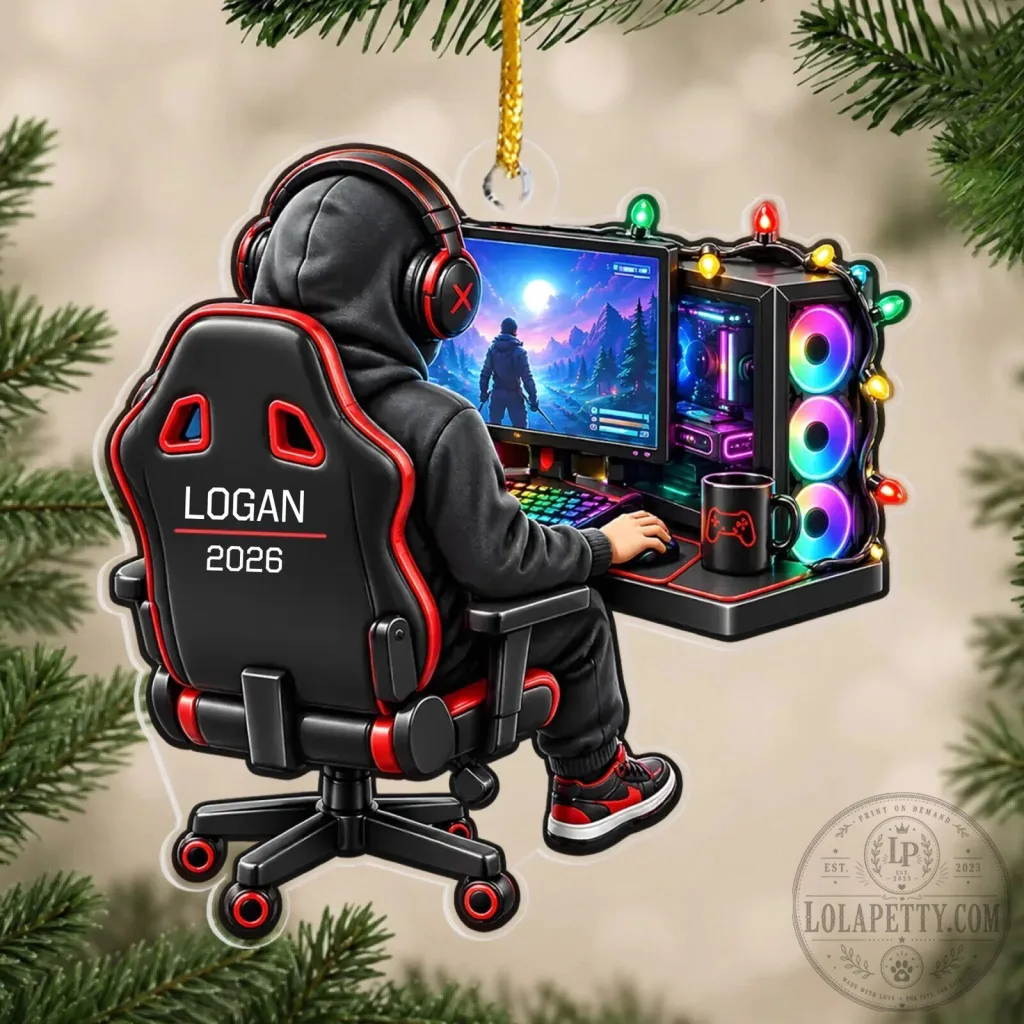 Personalized Gamer Christmas Tree Ornament Personalized Gamer Christmas Tree Ornament