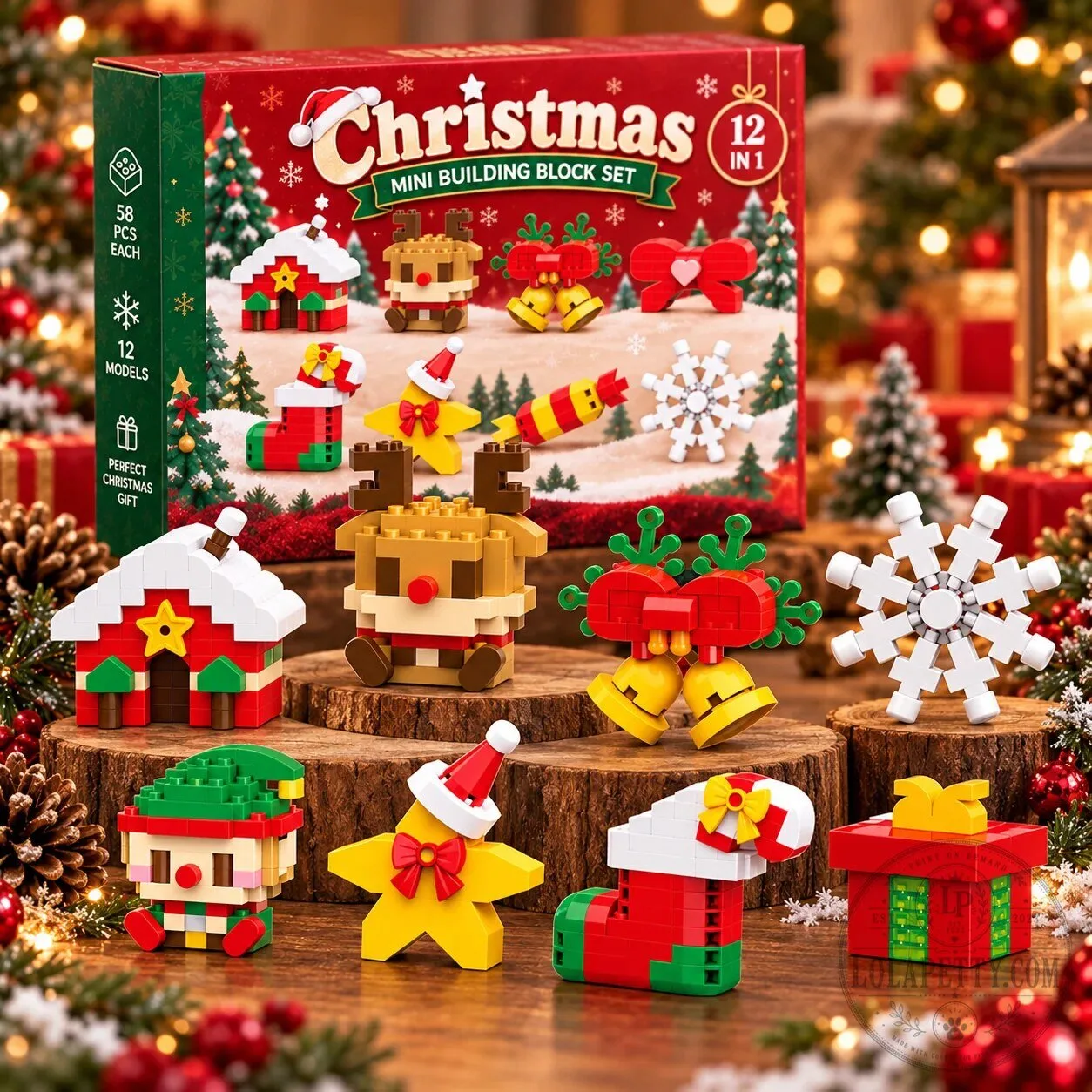 Christmas Mini Building Block Set Holiday Brick Ornaments and Decor 8 Christmas Mini Building Block Set Holiday Brick Ornaments and Decor
