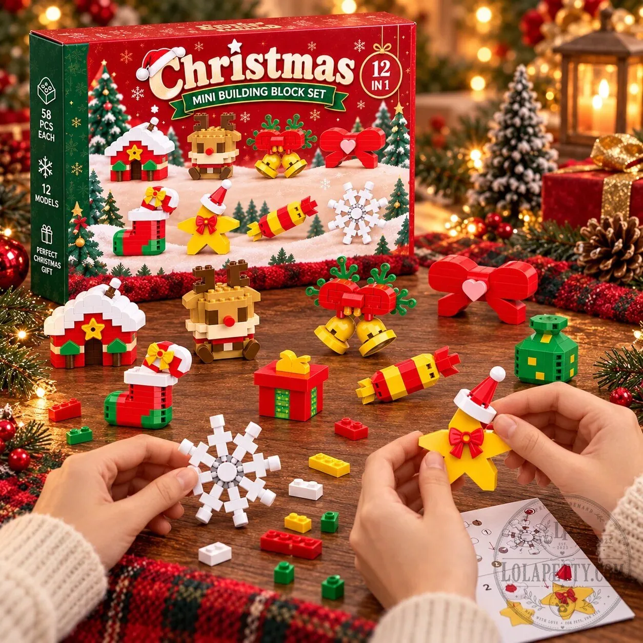 Christmas Mini Building Block Set Holiday Brick Ornaments and Decor 10 Christmas Mini Building Block Set Holiday Brick Ornaments and Decor