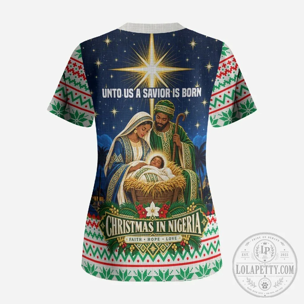 Nigeria Jesus Is The Light Christmas Faith Joy Holiday Scrub Top 5 Nigeria Jesus Is The Light Christmas Faith Joy Holiday Scrub Top